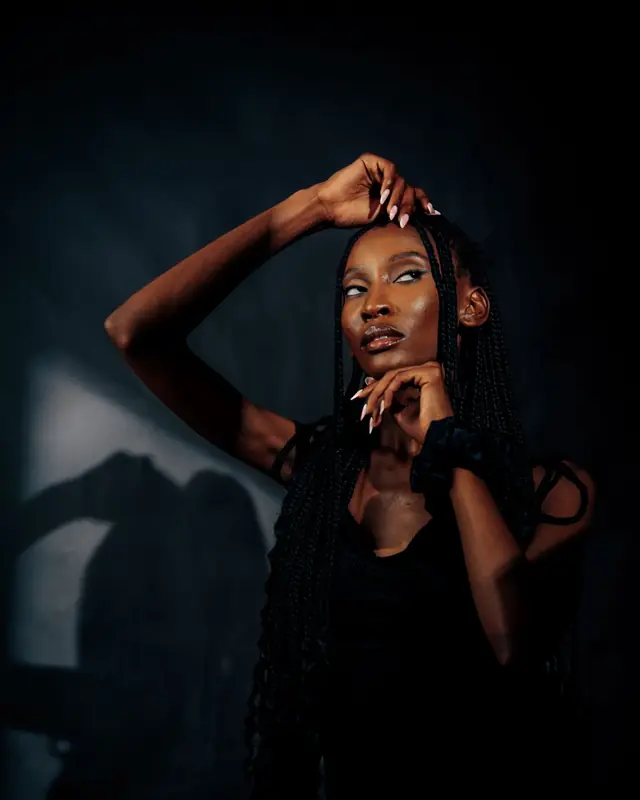 A model in dramatic side light